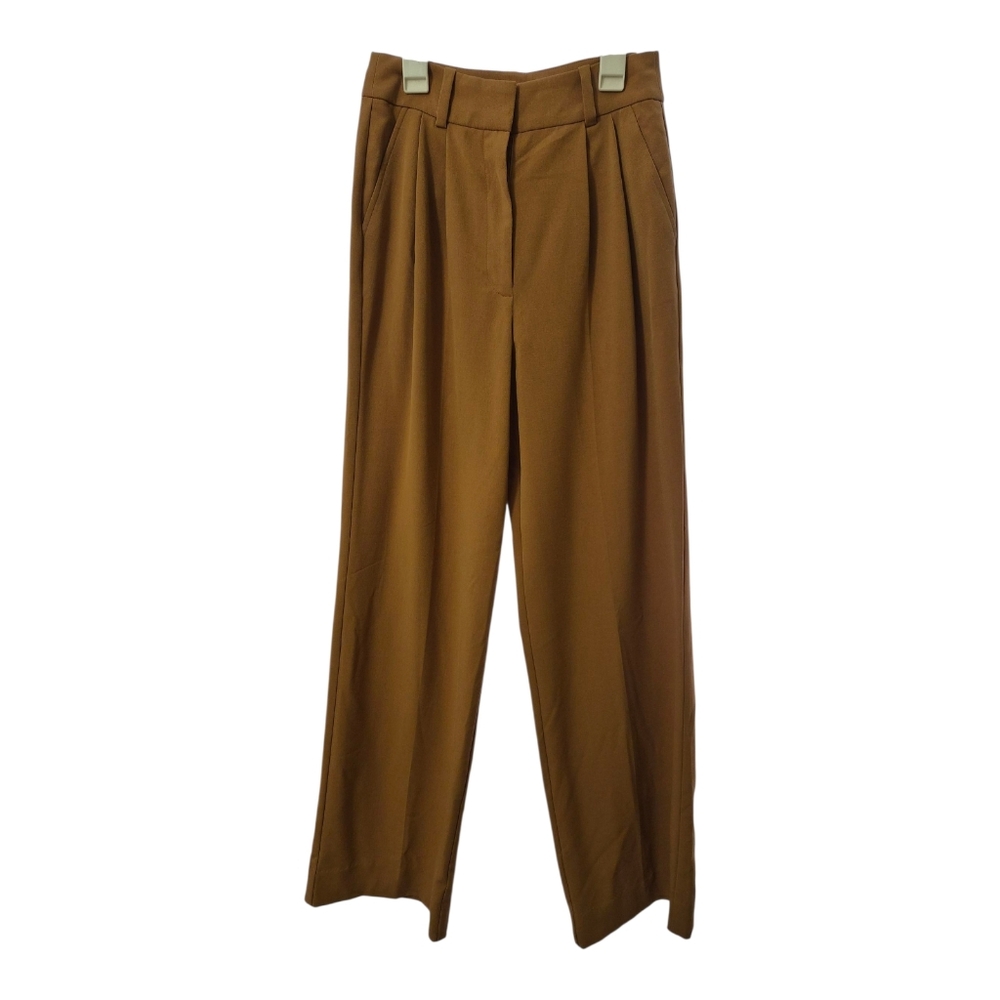 Halogen Wide Leg Pleated Trousers Pants Camel Brown Size 0 NWT Work Career Offic